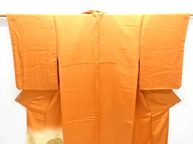  地紙に御所車・草花模様刺繍訪問着